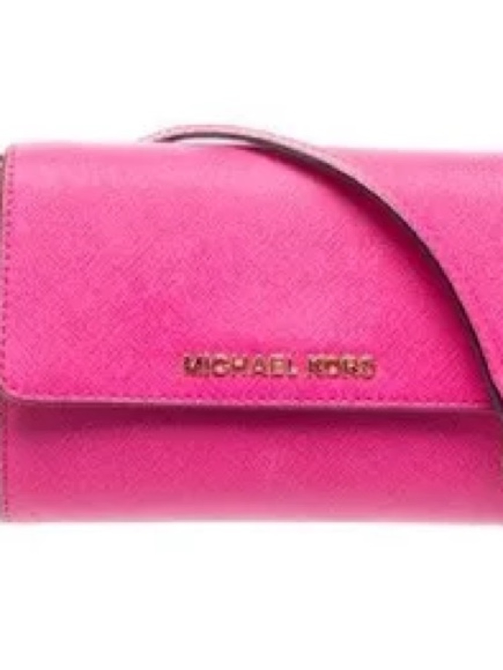 Michael Kors Hot Pink Crossbody Wallet with Gold Logo